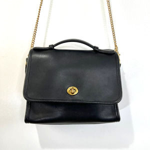 Vintage Coach Court Bag Crossbody #9870 Leather Black Top Handle